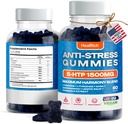 Stres Relief Gumies - 1500MG 5HTP z L-Theanine Gaba & L-Tirozin - Ashwagandha Herbal Supplements Podpira Intelektualno opozarjanje Vegan Mood Boost dodatki za otroke in odrasle Made in USA