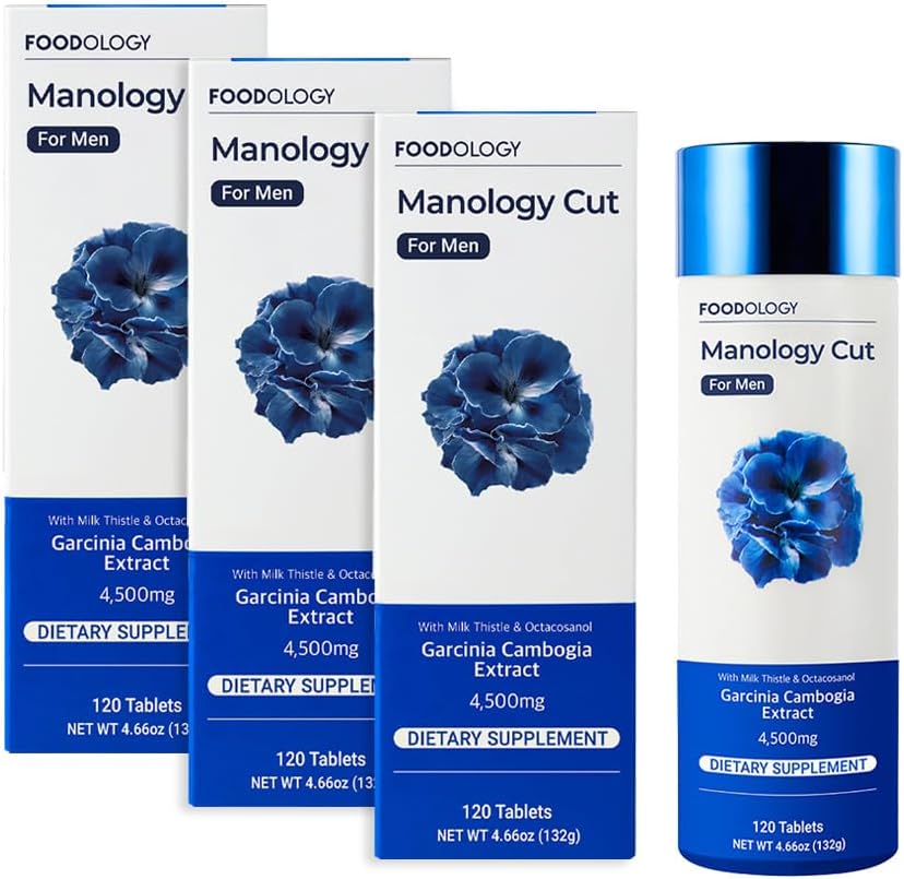 FOODOLOGY Manology cut (paket s 3-360 tabletami, 180 obrokov za 60 dni) - Body balance, Izboljšana vzdržljivost in jetra zdravje podpora Garcinia Cambogia (HCA), Mleko Thistle oktacosanol