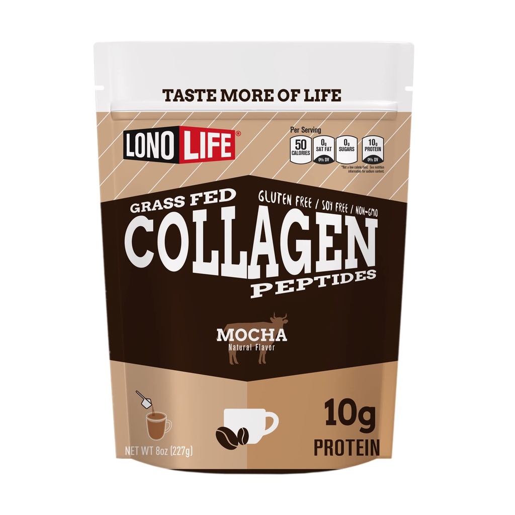 LonoLife - Mocha Collagen Peptides z 10g proteini, Paleo in Keto prijazno, 8-Ounce razsutem stanju kontejner - pakiranje maj Vary