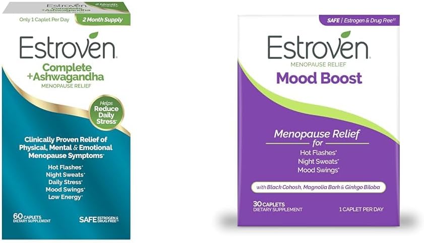 Estroven Popolna menopavza Relief + Ashwagandha 60 Ct & Estroven Mood Boost Menopavse Relief 30 Ct