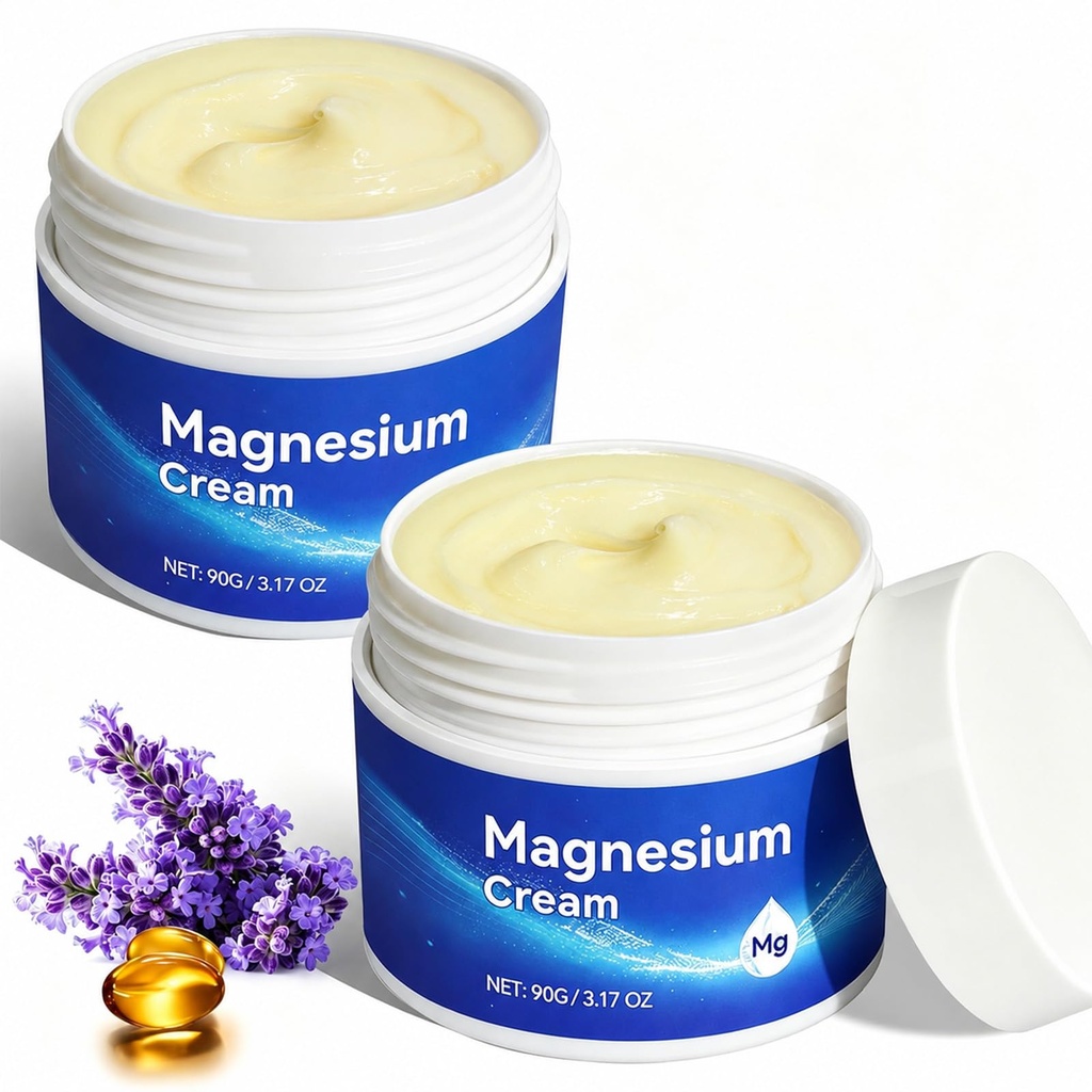 Magnezijska krema za telo - Magnezij olje za noge, Pure Premium Magnezijev losjon z vitaminom E in mandljevo olje za mišično bolečino