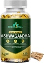 Organski Ashwagandha + črni poper, vse naravne visoke jakosti dodatek za pomoč stresu in vitalnost 120 Softgels, 60-dnevno oskrbo