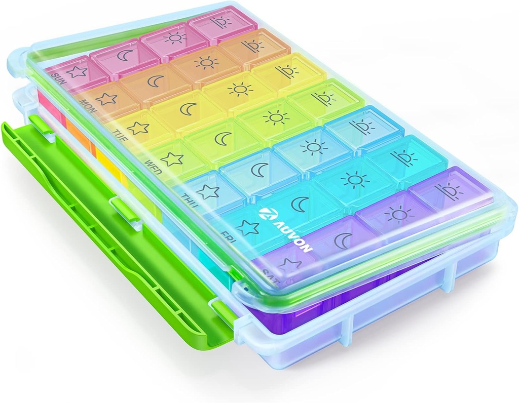 AUVON iMedassist vlažno-Proof tedenske tablete Organizator 4 krat na dan, velike 7 Day tablete Box Prenosljiv za potovanje z odstrani posamezne tablete vsebniki za zadrževanje vitaminov, dodatki in zdravila