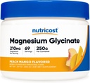 Nutricost Magnezij Glycinate Prašek (Peach Mango, 250 Grams) - Magnezijev glicinat (kot Bisglicinat)