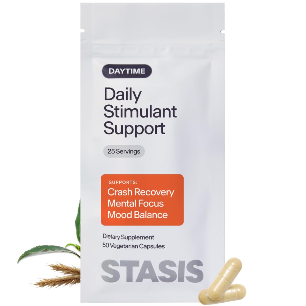 Stasis Daytime Energy & Focus Supplement to Pair with Your Stimulant - Nova in izboljšana Formula za All-Day Energy, Mood & Brain Support - Nootropics with Added CoQ10 & Rhodiola Rosea (25 Servings)