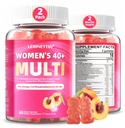 Multivitamin za ženske Gumiji za 40+ z Omega-3, Niacinamid, B-kompleks, Lutein, železo, holin, fosfatidilserin, vitamin D3 za kožo, lase, energijo, imuno, kosti - Vegan, sladkor brez, 120Cts