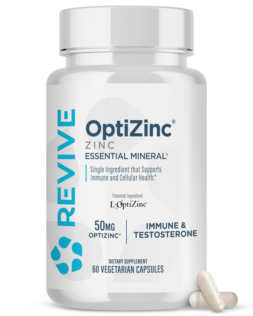 Revive Mineral MD Mineral Supplement za moške in ženske - Podpira Imuniteto in celično zdravje s 50 mg OptiZinc - Antioksidant in imunske podpore - 60 kapsul
