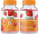 Življenjski vitamin D 5000 i.e. + Imunska podpora, Gummies Bundle - odličen okus, vitaminski dodatek, brez glutena, brez GSO, žvečljivi gumi