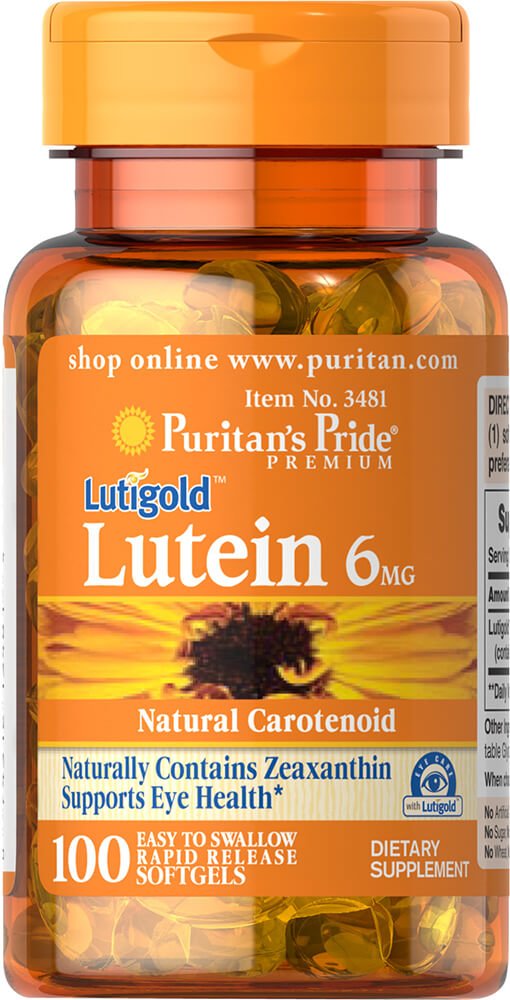 Puritanci ponos Lutein 6 Mg z Zeaksantin Softgels, 100 grof