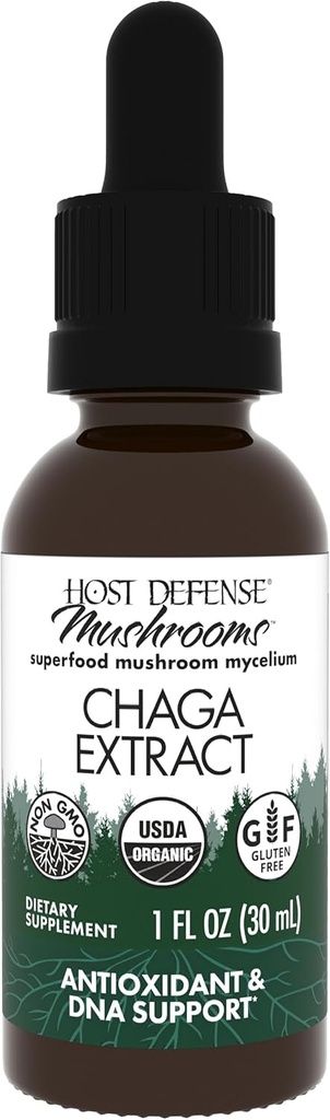 Host Defense Chaga Extract - Immune System Support - Chaga Goba za antioksidantno dejavnost Podpora - Tekoča dietna goba dodatek - 1 fl oz (30 Služabniki)*