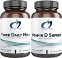 Designs for Health Multivitamin + Vitamin D/K Supplement paket - dvakrat dnevno Multi (60 kapsul) z vitaminom D Supreme (60 kapsul) 5000 i.e. vitamin D3
