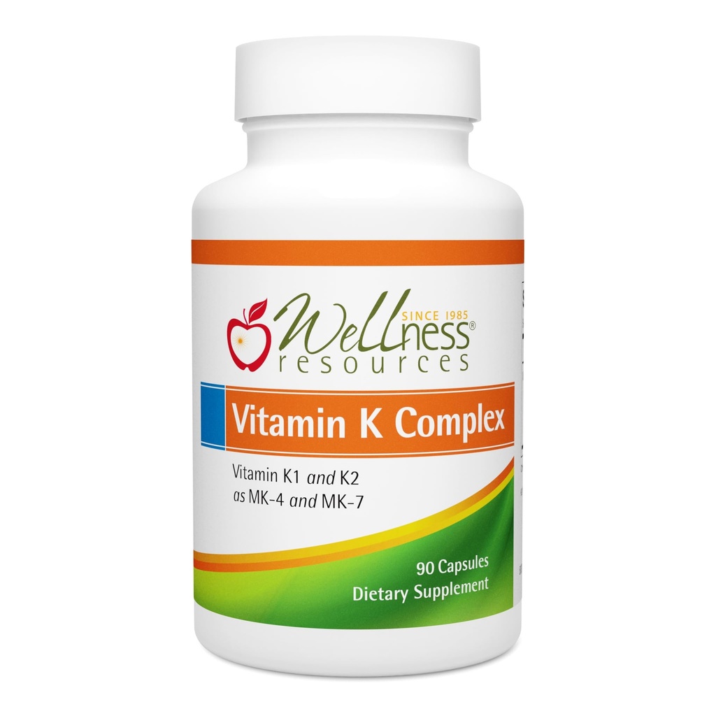 Wellness Resources Vitamin K Complex Supplement - 600 mcg Vitamin K2 (kot MK-4 in Trans MK-7) in 1000 mcg K1- Kost Moč in zdravje srca - K2 Vitamin dodatek - 90 Kapsule Non-GMO