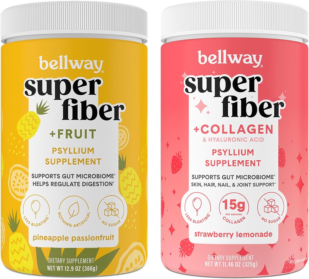 Bellway Super Fiber Powder + sadje, Ananasov pasijonski sadež Super Fiber Powder + Kolagen, Jagodna limonada