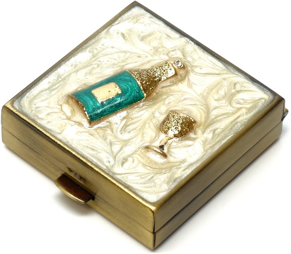 9328 Square majhne tablete Box Organizator krema bela Brass ženske potovalne tablete primer zapornica žepni vsebnik dnevno Portable Medicine Vitamin Box Medicina dodatek Mini shranjevanje