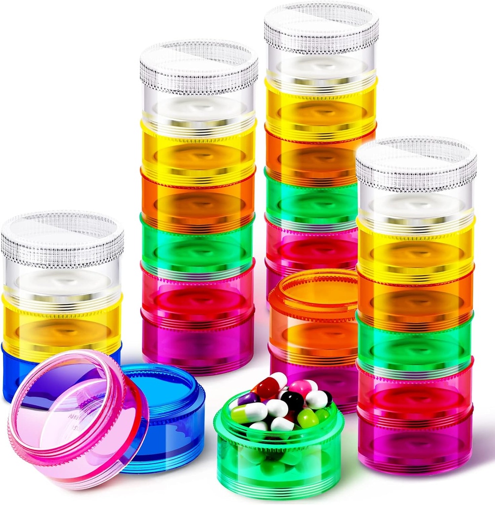Sieral 7 dni Združljive tablete Organizatorji 7 Kompartmenti Okrogle tablete Boxs Stolp Weekly Vitamin Posamezne shrambe Kontejnerji Potovalni primeri z Lids za zdravila, vitamini in dodatki(4 kompleti)