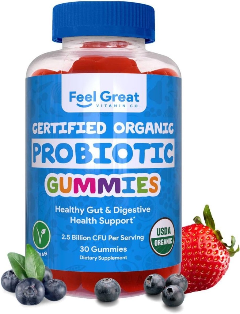Feel Great USDA Probiotic Gumies za odrasle in otroke - 2,5 milijarda CFU (30 dan) 