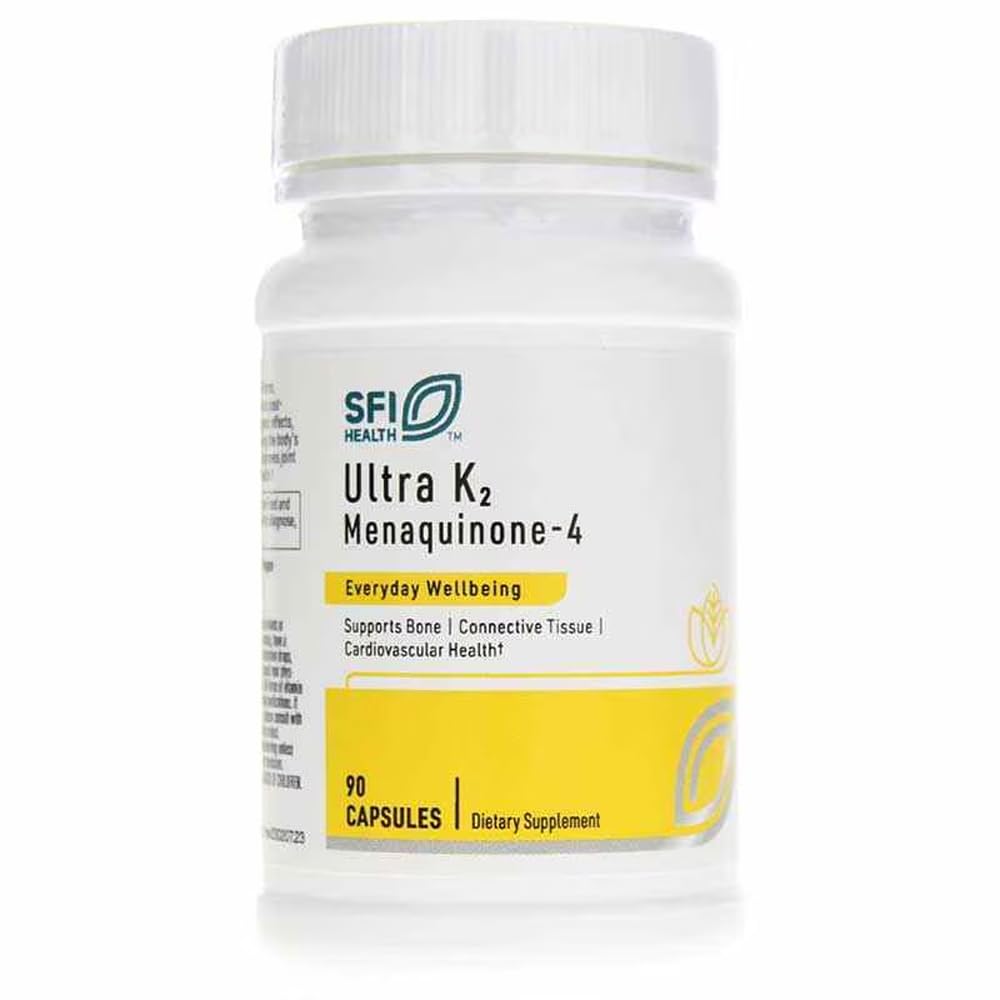 Klaire Labs SFI Health Ultra K2 Menakinon - 4 - Vitamin K2 dodatek s 15 mg vitamina K2 MK4 na kapsulo - podpora zdravje kosti in srca - hipoalergenski in veganski vitamin K (90 kapsul)