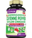 Cayenne Pepper Supplements Kapsulas, 3 Mesece Oskrba & Ashwagandha, Ceylon Cinamon, Grozdno seme, Quercetin, Moringa, Ginkgo Biloba - Heart Wellness, Spodbuja prebavno zdravje -90 Caps