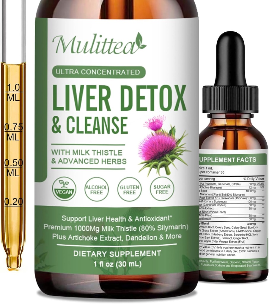Jetra Zdravje tekoče kapljice -Podpora Jetra čiščenje Detox & Popravila z Artichoke mleko Thistle Silymarin Extract, Dandelion,Turmeric, Berberine za obnovo w/21 Potent Herb-Nutrients-