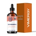 Vimergy USDA Organic Ashwagandha Liquid Extract, 57 Serving – Stress dodatek kapljice – Adaptogen - Podpira Kognitivne funkcije – Podpora za spanje – Alkohol-free, Non-GMO, Vegan & Paleo prijazno (115 ml)