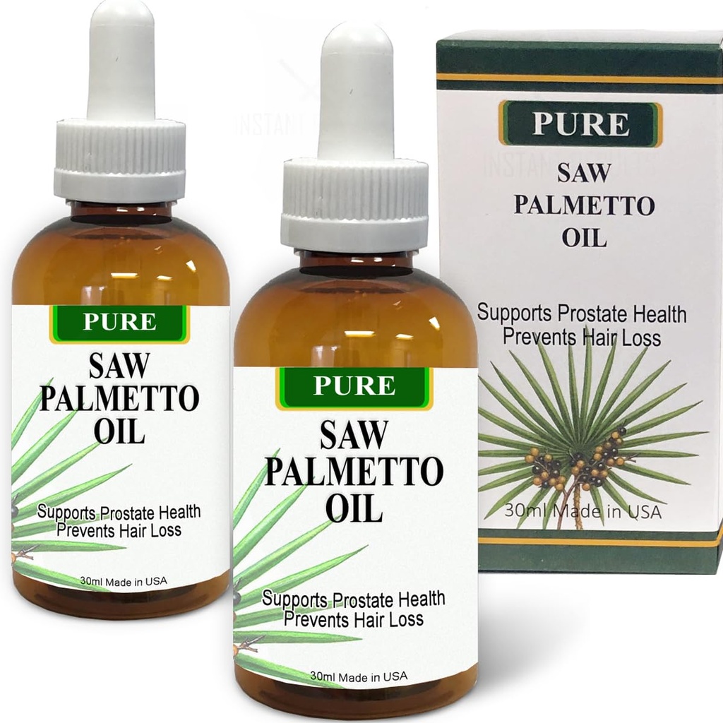 Pure Saw Palmetto Berries Oil 2x30ml Wild & Natural 60-90-dnevno oskrbo v nasprotju z neučinkovitimi praški, Podpira Prostat zdravje spanje bolje zmanjšati pogosto uriniranje DHT bloker pomoč ustaviti izgubo las