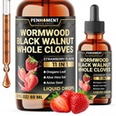 11in1 Tekoče kapljice iz Wormwooda - črni izvleček iz Walnut Wormwood Liquid Extract s celimi kloni, Reishi, Peppermint, Oregano, Aloe Vera, Anise Seme - 2 FL OZ - 60 dni Nabava - Jagodna aroma