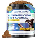 Dog Vitamini - 25-v-1 Dog Vitamini in dodatki Multivitaminski z glukozaminski probiotiki Omega-3 Puppy Multivitaminski žvečljivi za plašč, srce, HIPS & sklepi, Prebava in imunski sistem 200kos