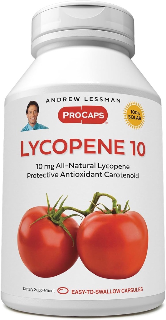 ANDREW LESSMAN likopen 10 mg - 360 softgels - zaščitni antioksidant karotenoid. Pomaga zaščititi tkiva pred prosto-radikalne škode, podpira prsi, prostate, kardiovaskularni sistem. Brez dodatkov