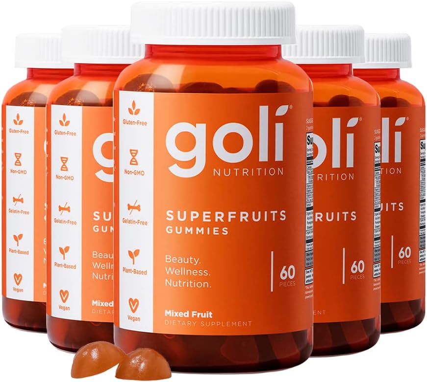 Goli Nutritional dodatek, SuperFruits Beauty Gummy Vitamin - 300 Count - Kolagen-Promoting sestavine - Mešano sadje, Vegan, rastlinsko-bazen, ne-GMO, Gluten-free & želatina