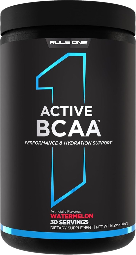 Pravilo 1 Aktivna BCAA - zmogljivost, hidracija in regeneracija s 5g BCAA + elektroliti, L-glutamin in citrulin (30 strežnikov, lubenica)