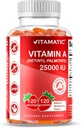 Vitamatski vitamin brez sladkorja A 25000 i.e. gumijevke (Retinil Palmitate) - naravna jagodna aroma - 120 na osnovi pektina