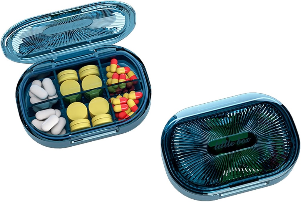 Škatla z majhnimi tabletami, vlažne tablete, organizator potovalne tablete za žepno torbico, vitamin za dnevno prenosljivo zdravilo, ribje olje, dodatek (modra)