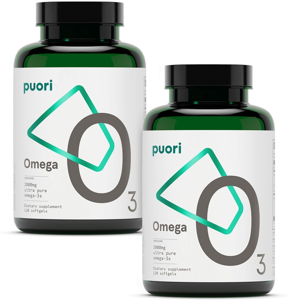 Puori Omega 3 ribje olje dodatek - Ultra Pure & Burpless Wild ujete ribje olje z 2000mg Omega 3 Maščobne kisline,1250mg EPA & 500mg DHA podpira zdravje srca, možganov in oči - IFOS Certified - 240 Softgels