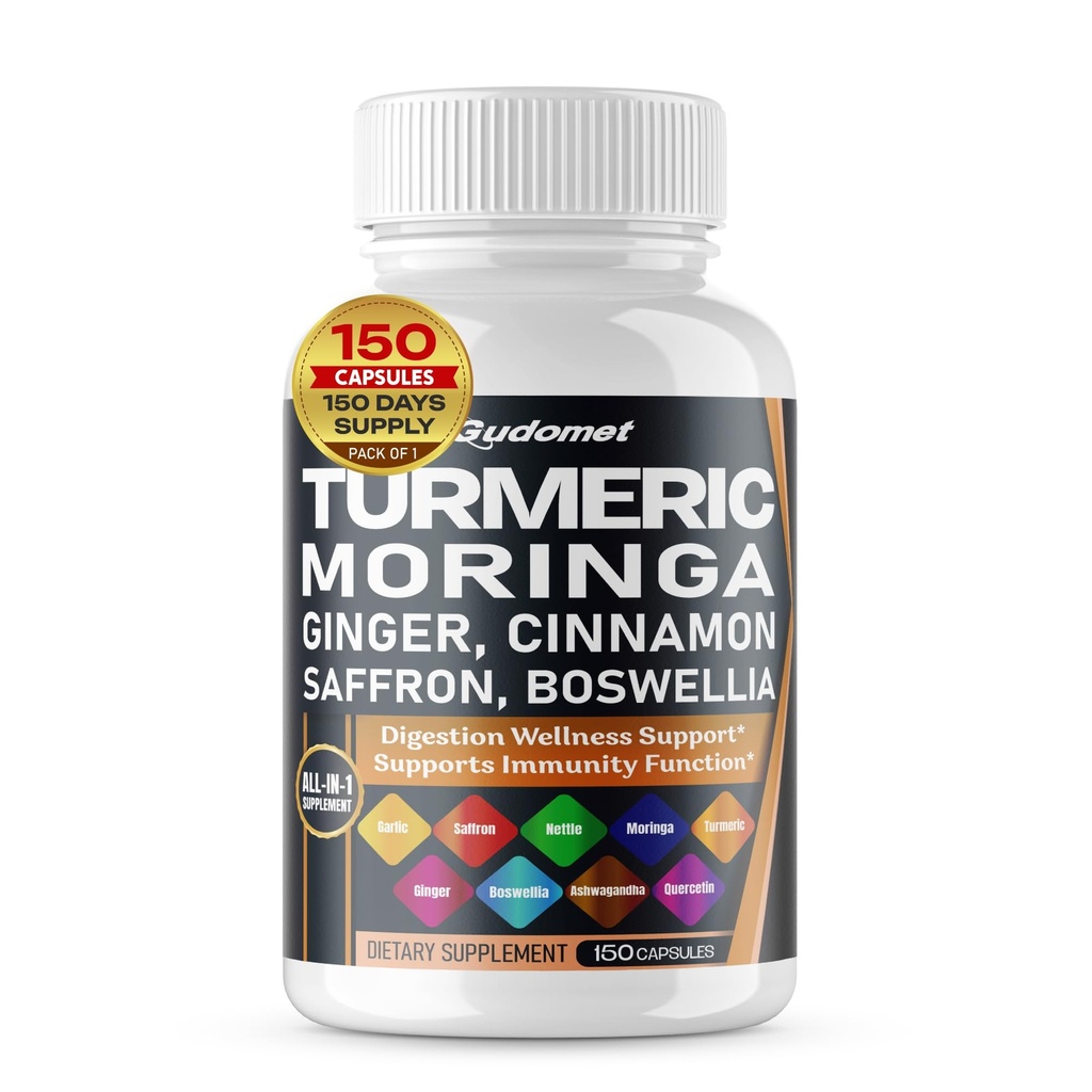 Kurkuma Moringa Ginger Boswellia Quercetin Cimet Žafran Tart Cherry brezdorni česen kopriva -150 Kapsula- Izdelano v ZDA