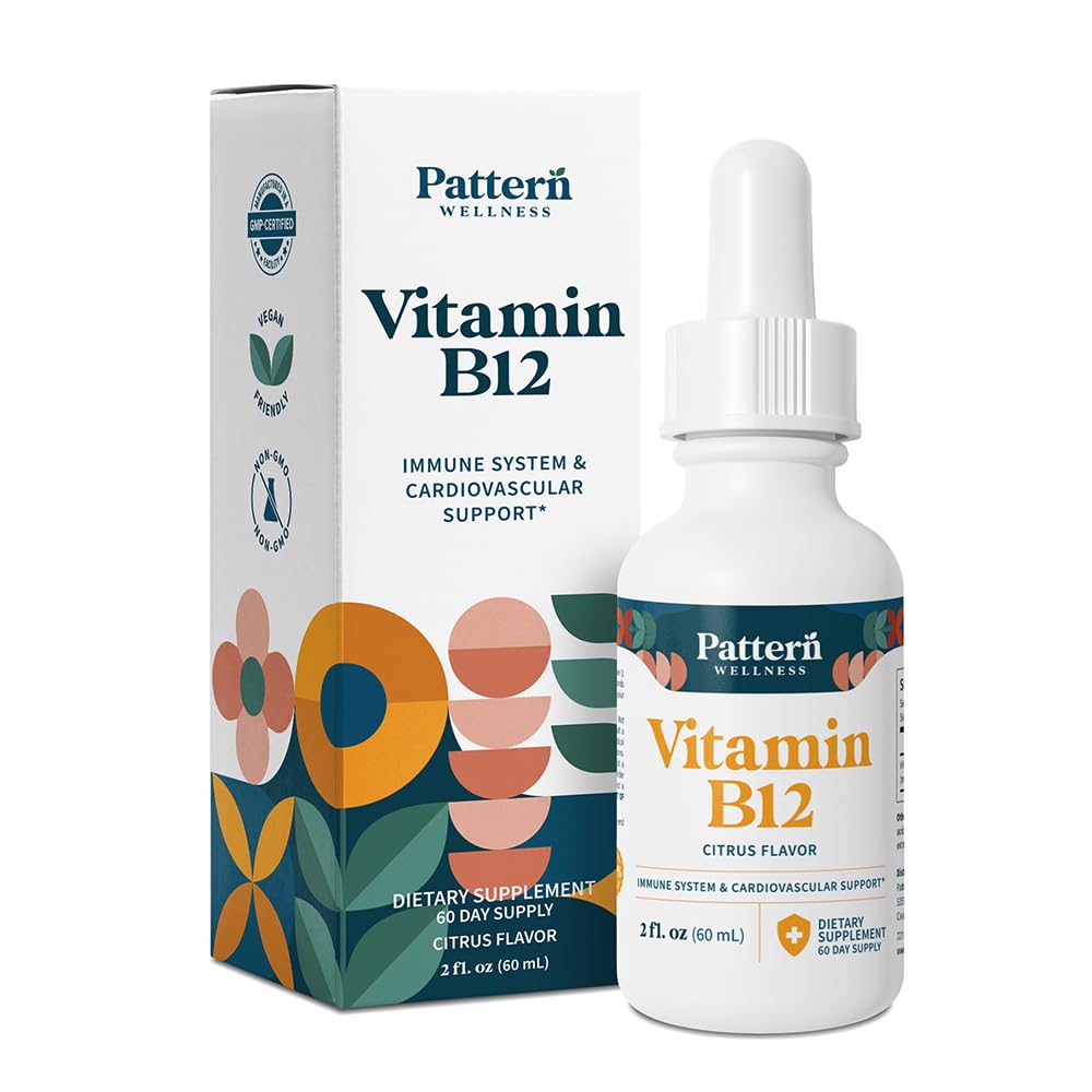 Vzorec Wellness Vitamin B12 5000 μg – Podjezične tekoče kapljice – Metilkobalamin, Podpira energijo in imuno zdravje – Vegan Citrus Flavor – 2 fl. oz (60ml), 3. stranka laboratorij Tested