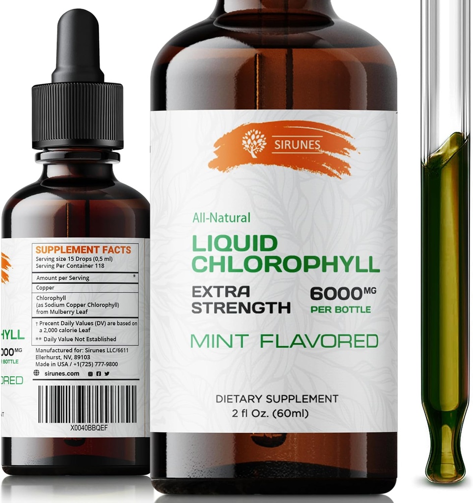Kapljice za tekoči klorofil - naravni natrijev bakrov klorofilin ekstrakt - očistite in podprete vaš imunski sistem & energijo Seveda - Vegan, ne-GMO dietna zelena Tinktura - 2 fl. Oz steklenica