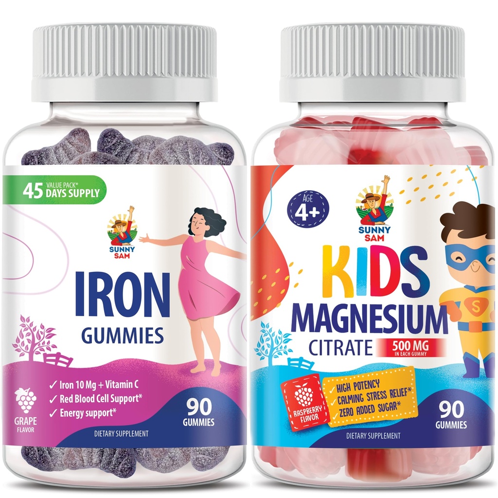 Magnezijeve žvečilke za otroke 500mg & železove žvečilke za odrasle - železovi vitamini z vitaminom C