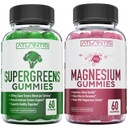 Superzelen & Magnezij Gumies - Magnezij pomaga mišice obnoviti, Okusne Superzeleni s Špinačo, Brokoli, Peso, Zeleni čaj, & Acai za Immunity Podpora- 60 Gummies