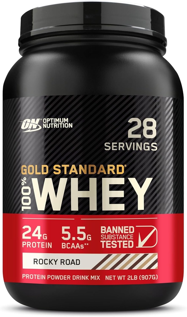 Optimum Nutrition Gold Standard 100% Whey Protein Powder, Rocky Road, 2 funta (Packaging May Vary)