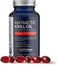 Divja Antarktika Kril Oil 500mg Softgels, SuperbaBoost Omega 3 Dopolnilo, EPA & DHA, Astaksantin, Choline, 56% Fosfolipids, Trajnostno, Brez ribjega olja, Vanilla Flavor (60-dnevna dobava)