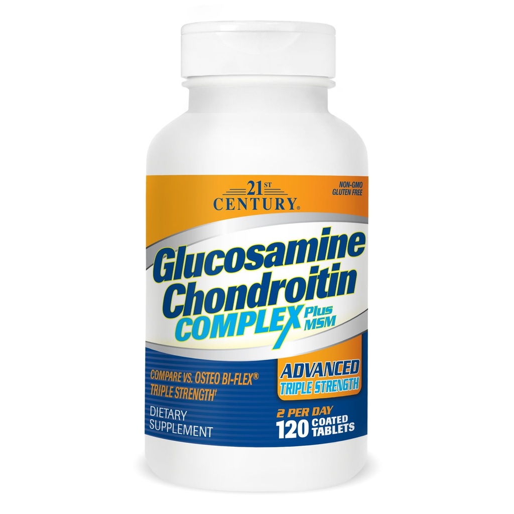 21. stoletje Glukozamin Chondroitin Complex Plus MSM, Napredna trojna moč, 120 tablet