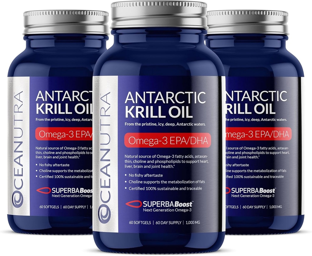 100% Pure Organic Krill Oil 1000mg, 180-dnevna dobava, Omega 3, najvišja koncentracija 56% fosfolipidov, divji ujet, trajnostna Antarktika SuperbaBoost, Astaksantin,Omega xl,Heart, nega kože,brez ribjega olja