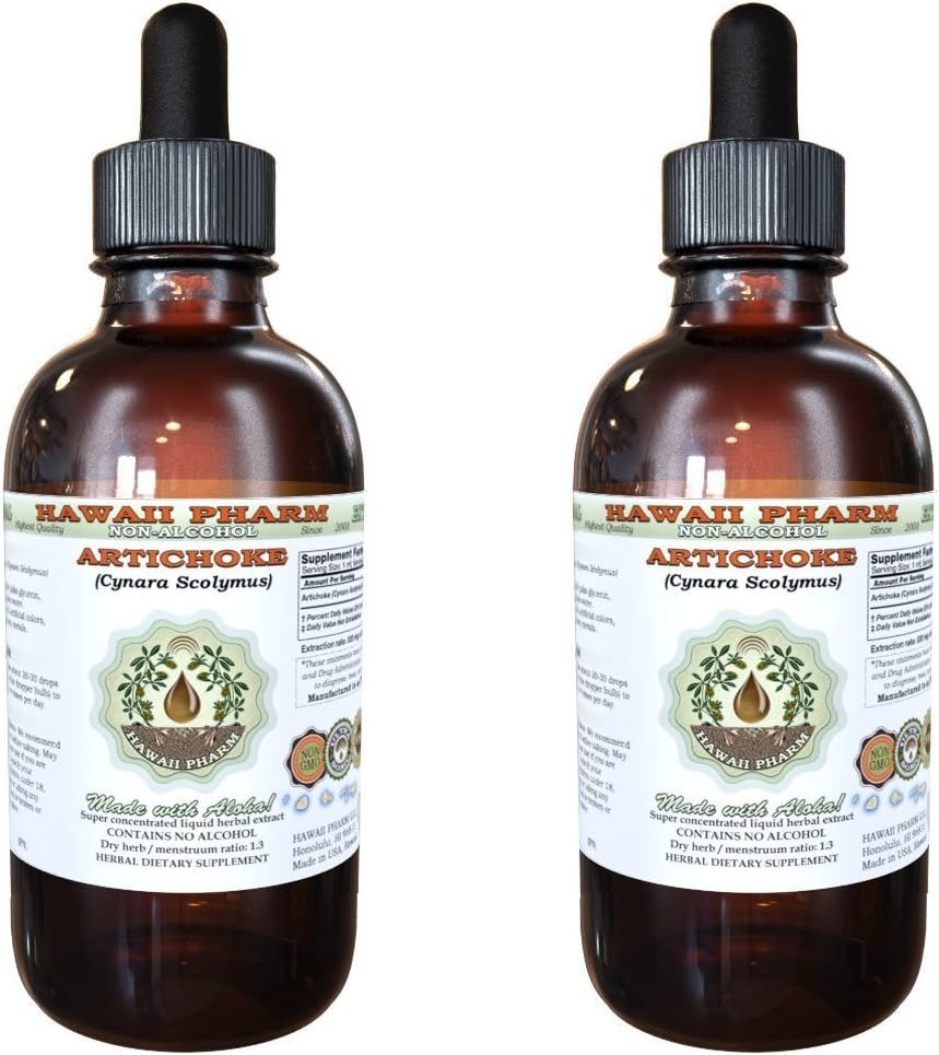 Artichoke Alkohol-free Liquid Extract, Organic Artichoke (Cynara scolymus) Suhi list Glicerit Havaji Pharm Natural Herbal dodatek 2x2 oz