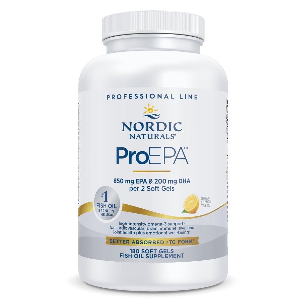 Nordic Naturals ProEPA, Lemon - 180 Soft Gels - 1210 mg Omega-3 - Visoka intenzivnost EPA Formula za zdravo razpoloženje, zdravje srca in celično funkcijo - Non-GMO - 90 Servings
