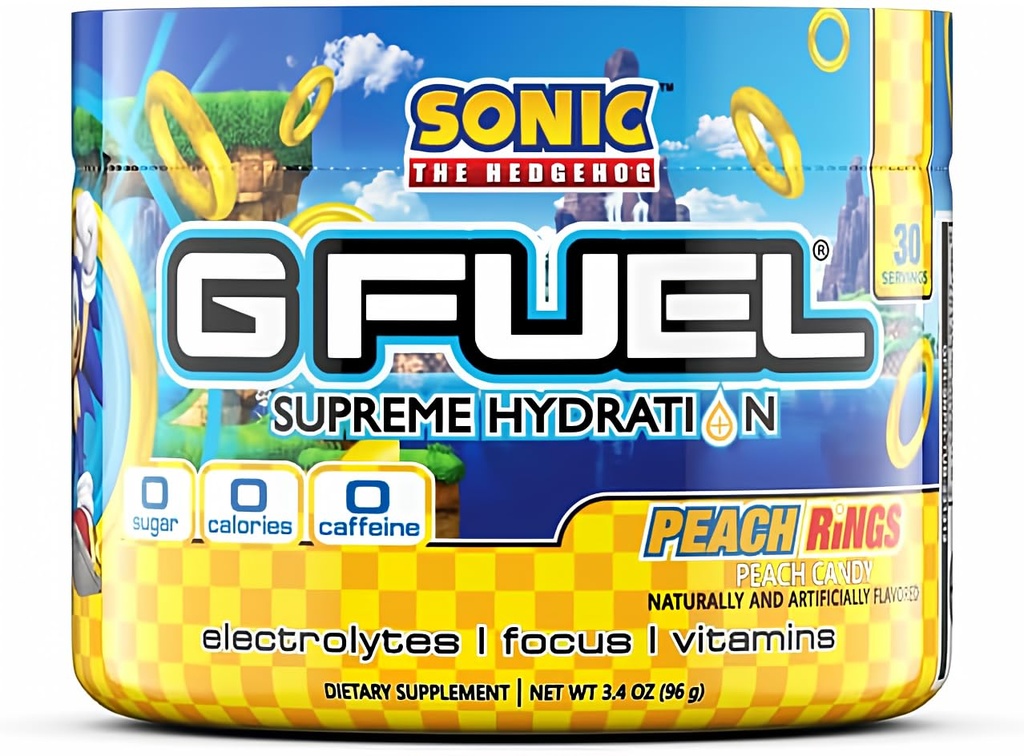 G gorivo Sonic Breskev Vrhunska Hidracija, Elektrolit Powder Mix za energijo in fokus, Sladkor in kofein Brezplačni dodatek z esencialnimi vitamini in minerali, Peach Prstans Flavor, 3.4 oz - 30 Servings