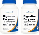 Nutricost Prebavne encime 620mg, 120 Veggie kapsule (2 steklenici) - Popolna Prebavne encime dodatek