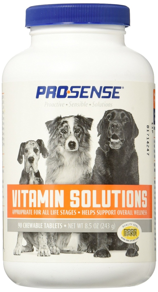 Prosense vitaminske rešitve 90 Štetje, žvečljive tablete za pse, pomaga podpreti splošno dobro počutje (P-87039)