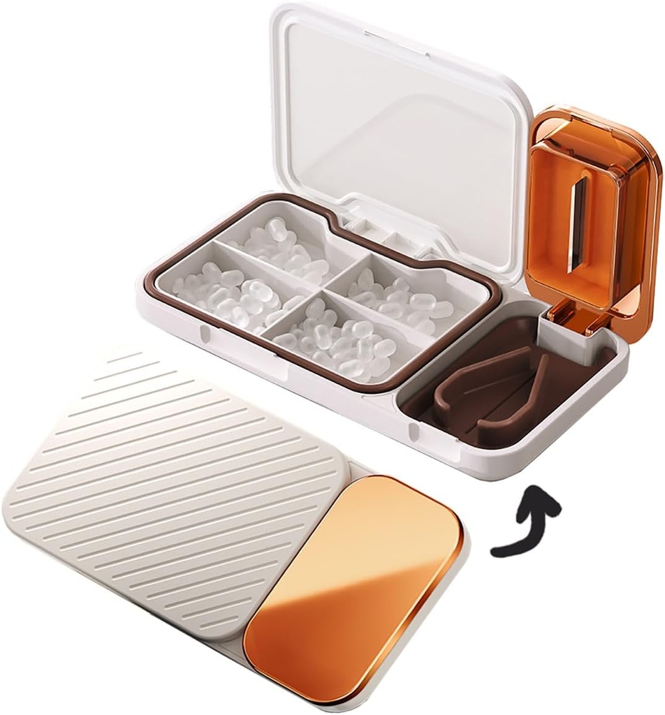 MURRI&MURRDI tablete Organizator z tablete Splitter Cutter, 4 Kompartmenti majhen prenosljiv Medicine Primer za Purse Pocket, Tablete vitamin Dispenser imetnik, bela