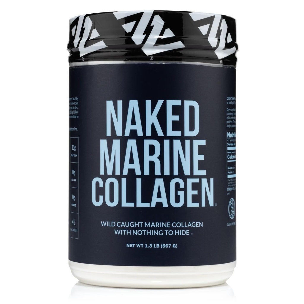 Naked Marine Collagen Peptides Protein Powder - Nearomated - iz divje ujete trske - Paleo prijazno, Non-GMO, Soy-free, Gluten-free - 47 Služabniki