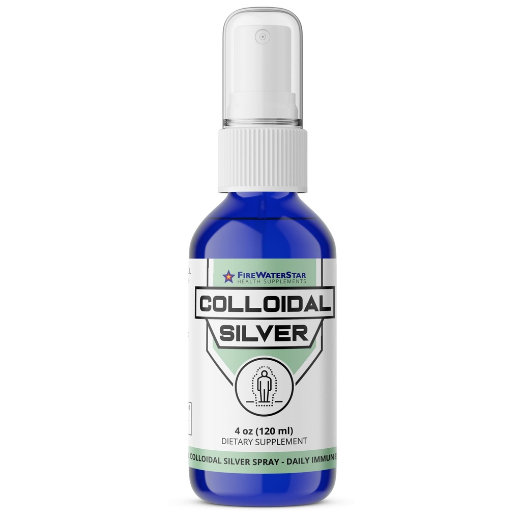 FWS Coloidal Silver Spray - 4 oz - Clear Silver - 50 ppm - 99,99% Pure Silver - Daily Imune Support